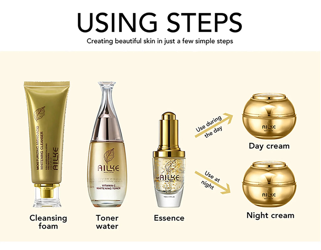 AILKE Brightening Skin Care Set – Even Skin Tone, Anti-Wrinkle & Dark Spot Corrector for All Skin Types