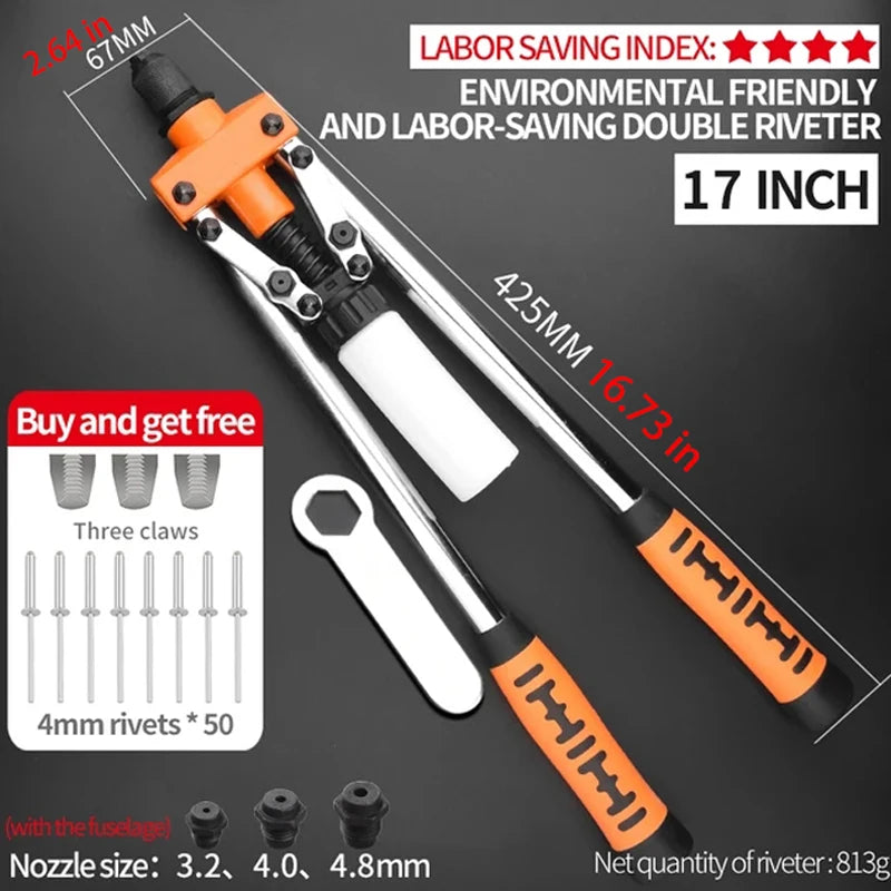 Professional Rivet Nut Gun Set – Hand Riveter with 50 Rivets