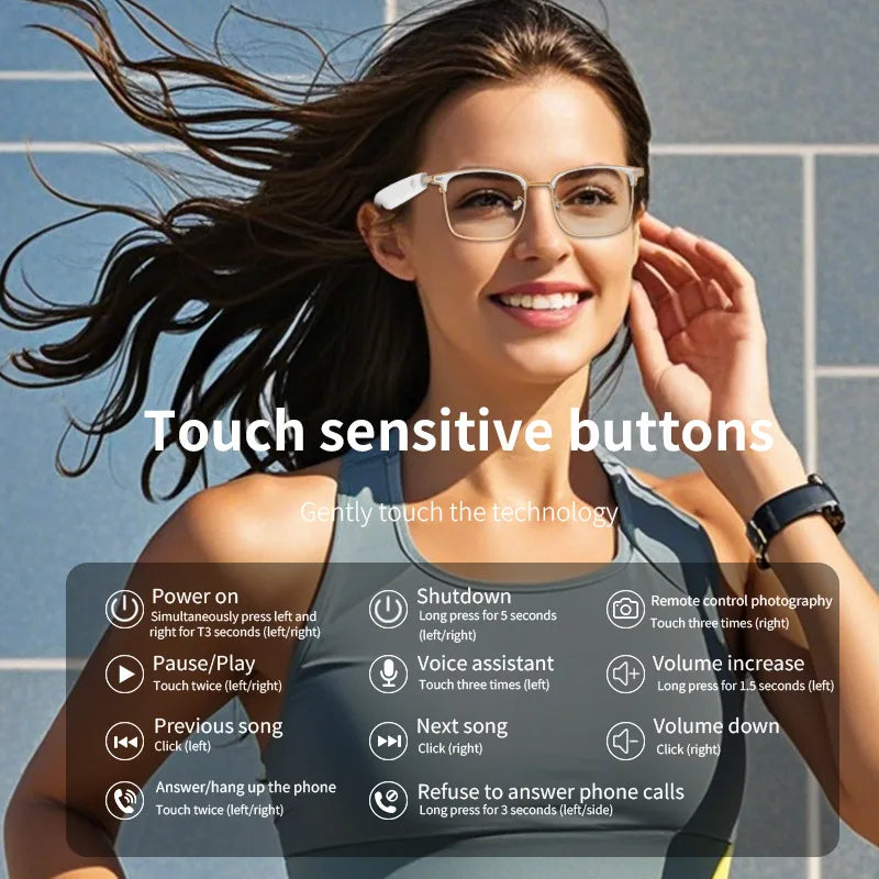 GS13 AI Smart Glasses Color-Changing Lenses Bluetooth Calling Outdoor Sports Photography Music Blue-Light Smart Sunglasses