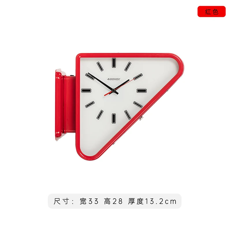 Modern Two-Sided Triangle Wall Clock – Silent Minimalist Design for Living Room