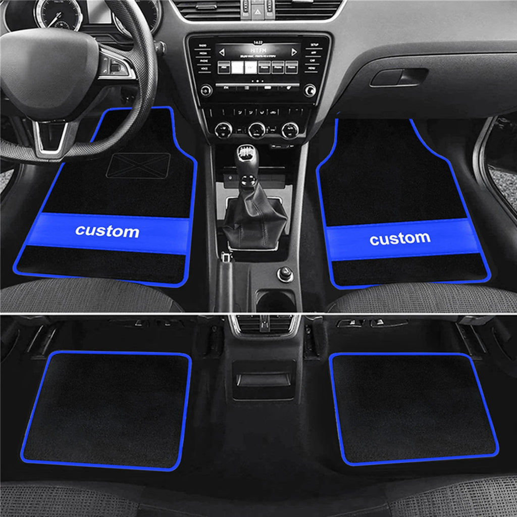 Custom Text Car Floor Mats – Full Set of 4 Front & Rear Universal Carpet