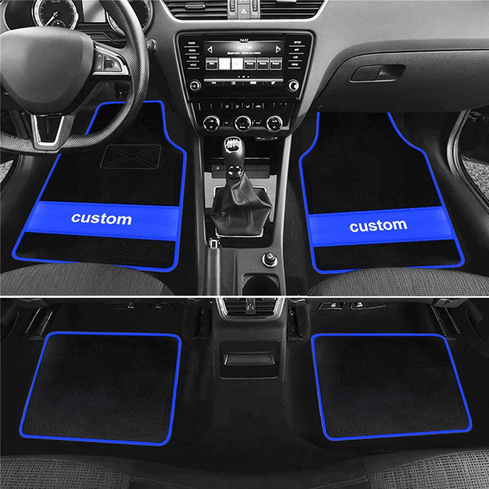 Custom Text Car Floor Mats – Full Set of 4 Front & Rear Universal Carpet
