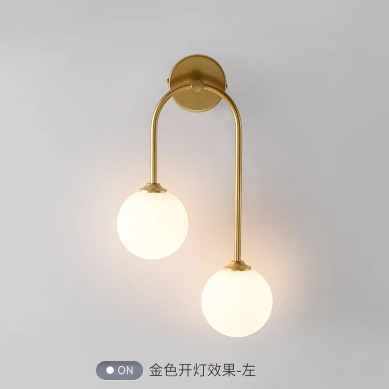 Nordic Wall Lamp – Double Glass Ball Bedroom & Living Room Sconce