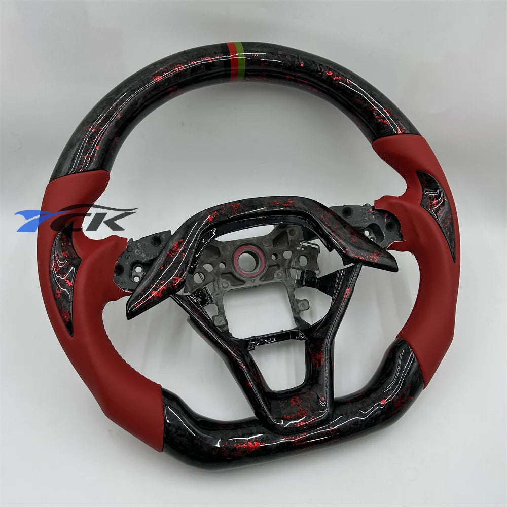 Car accessories Steering Wheel Custom For 2018 2019 2020 2021 2022 2023 Honda Accord Forged Carbon Fiber Red Leather