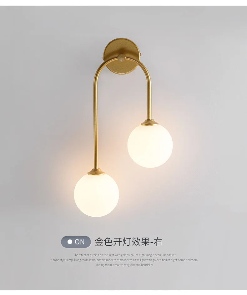 Nordic Wall Lamp – Double Glass Ball Bedroom & Living Room Sconce