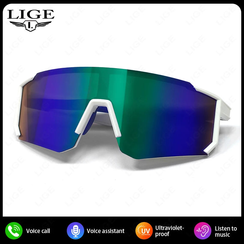 LIGE Smart Glasses Cycling Sport – 100+ Languages AI Translation, Bluetooth, Music, UV Protection