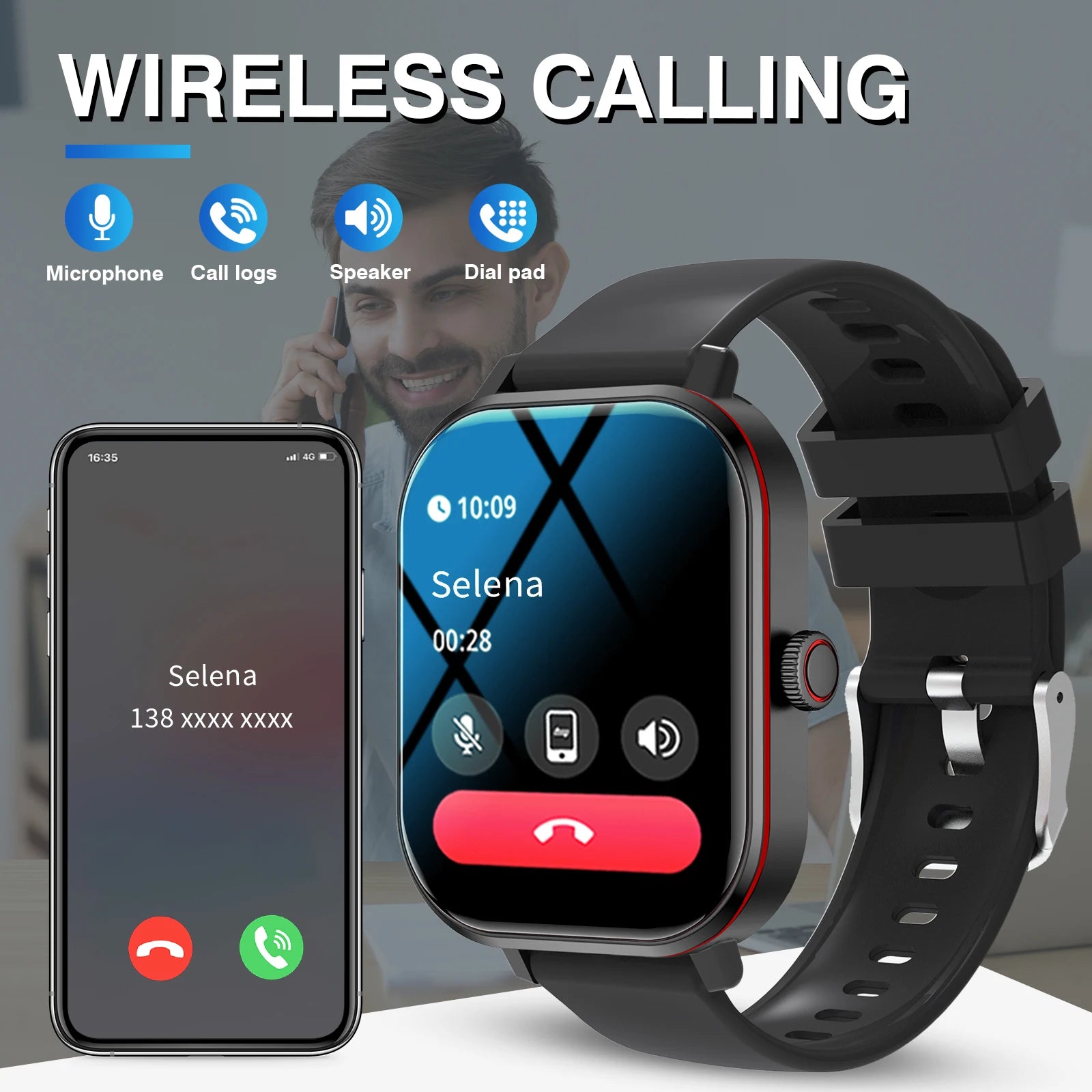 Smart Watch – Wireless Call & Dial, App Reminders, Sports Watch for Men & Women
