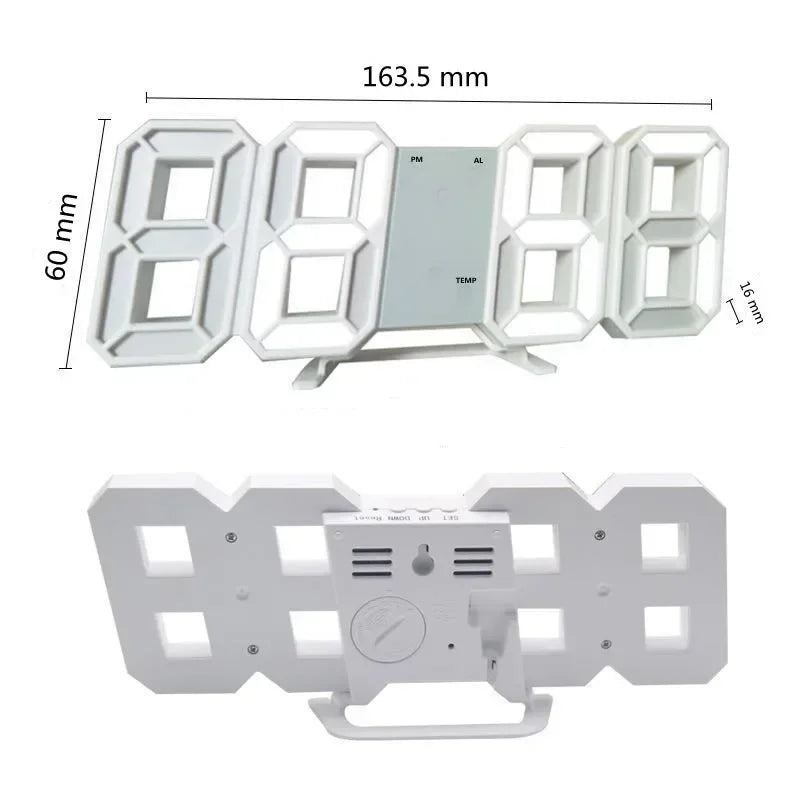 LED Digital Wall Clock with Alarm, Modern Home Decor for Bedroom and Living Room