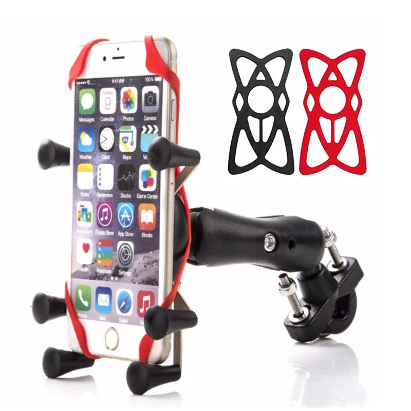 Bike Motorcycle Phone Holder Mount 360° Rotatable Motorbike Handlebar Phone Mount Stand Adjustable Mobile Cell Phone Holder