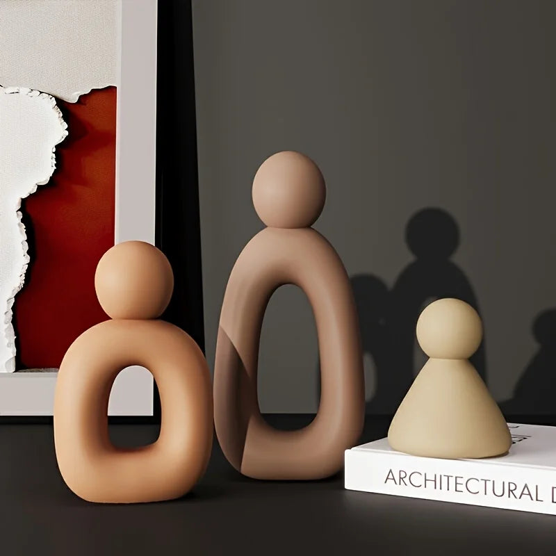 Modern Minimalist Family of Three Resin Sculpture – Abstract Home Decor Figurine