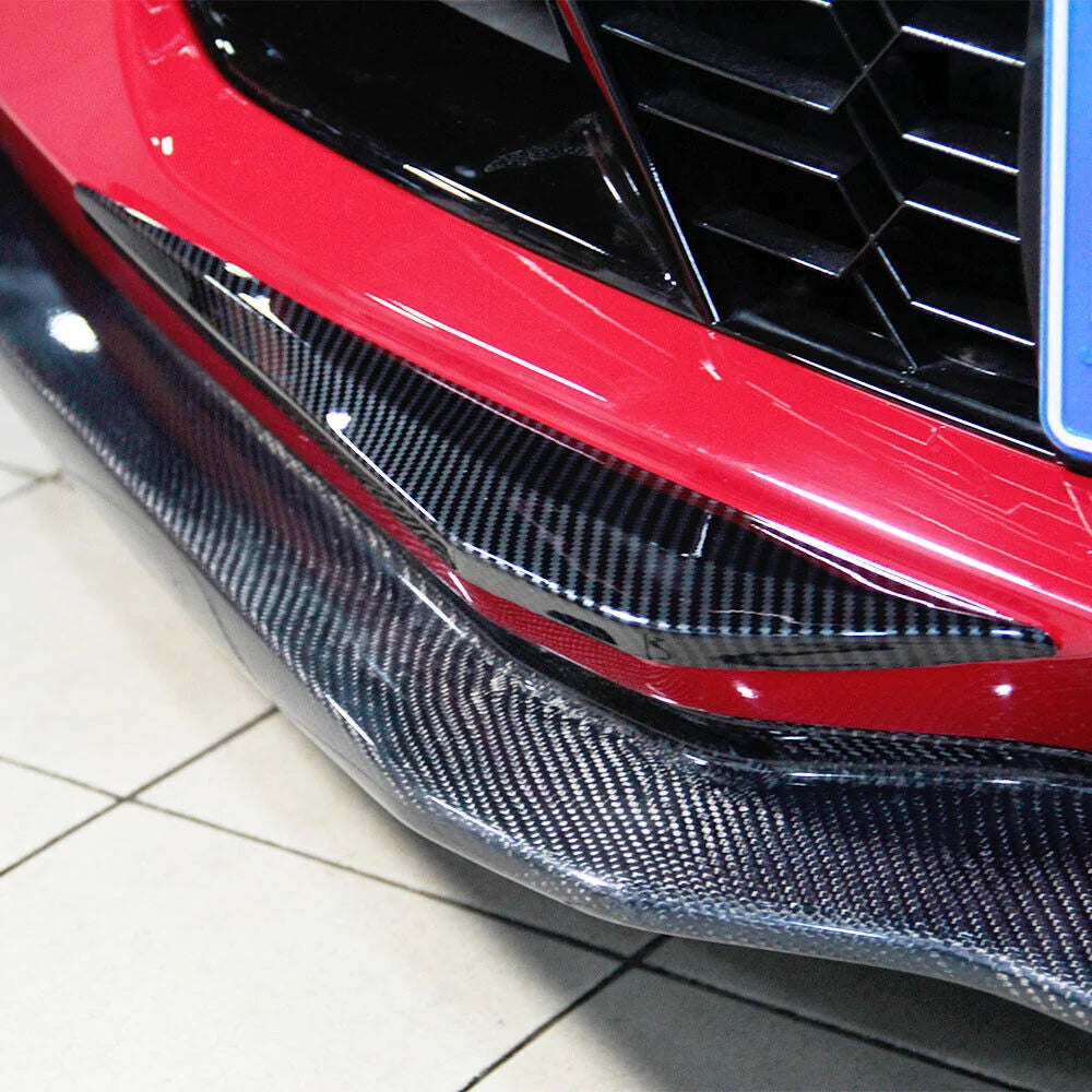 Chevrolet Corvette C7 2014-2018 Carbon Fiber Front Bumper Corner Protector Cover Trim