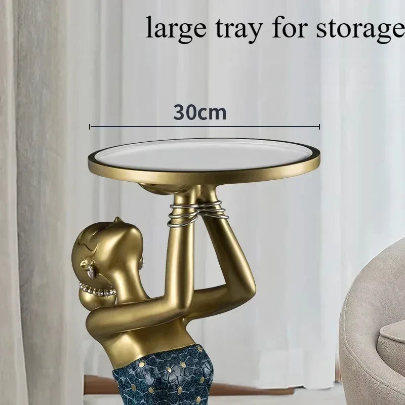 Luxury Gold Resin Coffee Table – Modern Sofa Side Table for Living Room