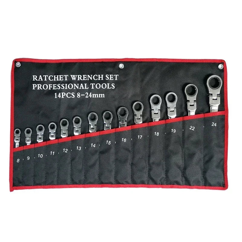 Flexible Ratcheting Combination Wrench Set,Key Wrench Ratchet Spanner Metric Hand Tool Sets,Car Repair Tools with Carrying Bag