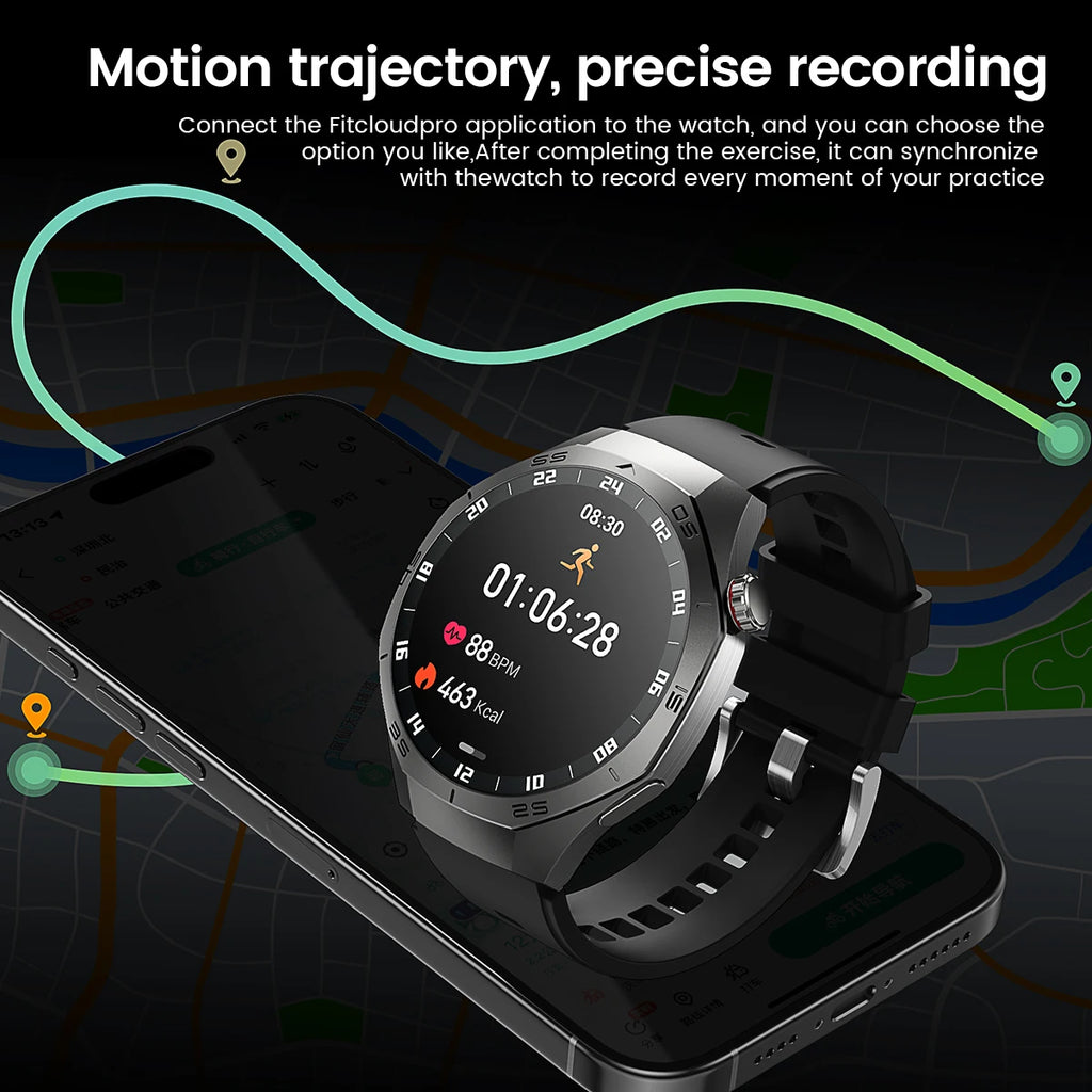 2025 New SmartWatch Men HD AMOLED 1.52" – GPS, Heart Rate, BT Calls, Motion Tracking