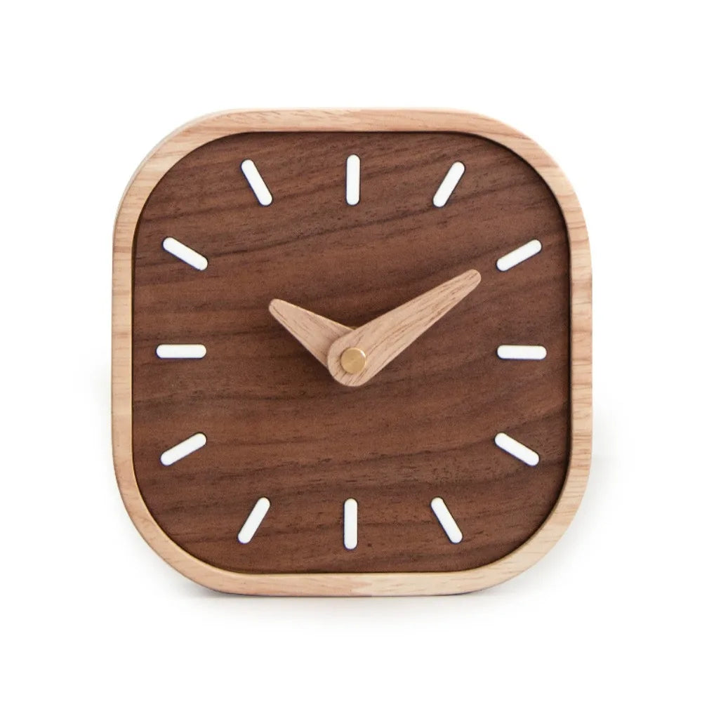 Retro Wooden Tabletop Clock – Silent Decorative Bedside Table Clock for Home Decor