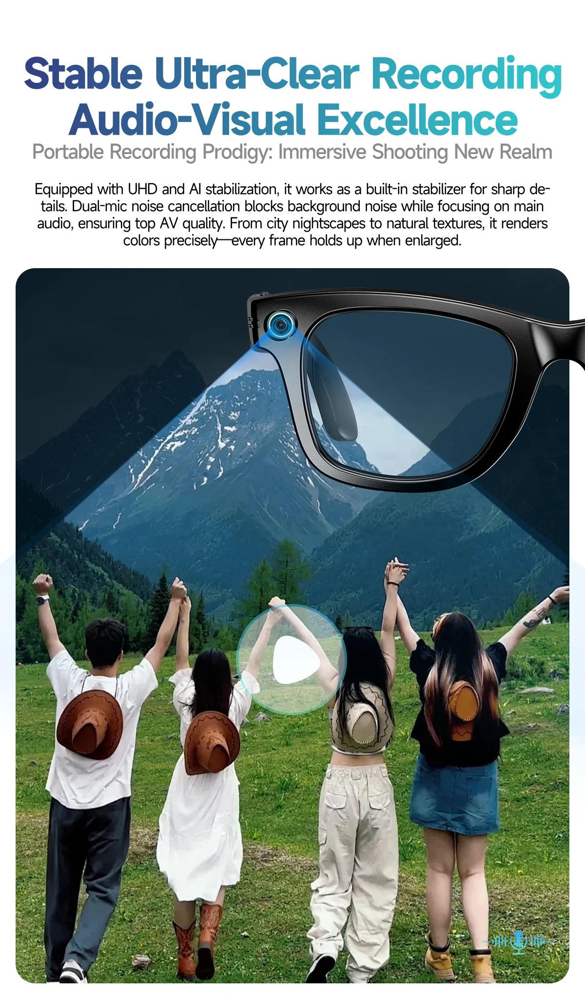 AI Smart Glasses with 8MP Camera – WiFi 5G/4G, Bluetooth, Voice Assistant, Music & Video | Men & Women