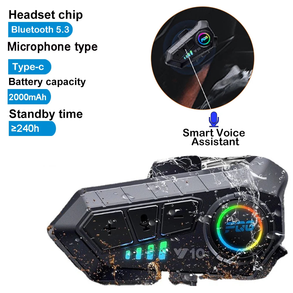 Bluetooth 5.3 Motorcycle Helmet Headset – Waterproof, Hands-Free, MP3