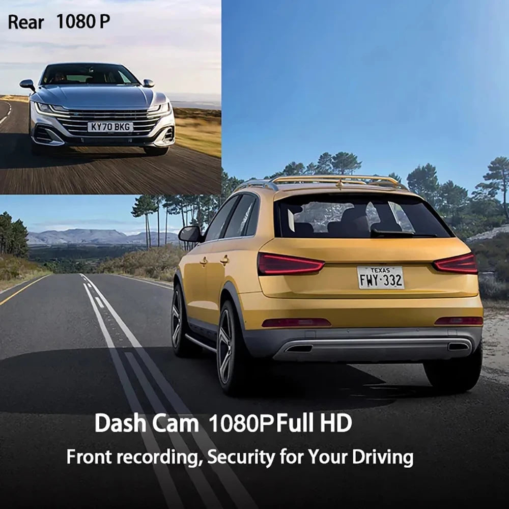 4-inch 1080P Dash Cam Touch Screen – Front & Rear DVR G-Sensor Night Vision 24H Parking