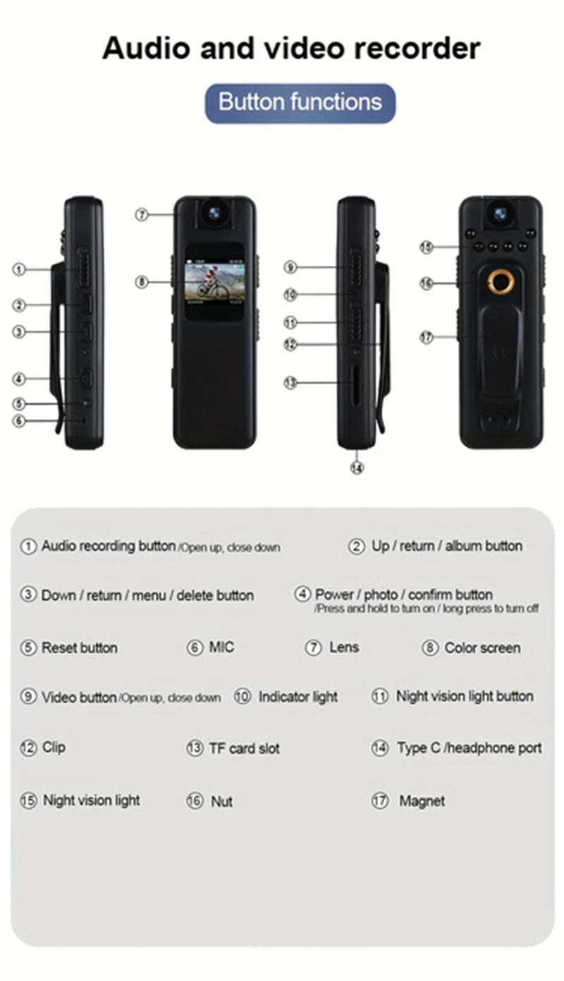 Sports Camera 4k With Screen High-definition Sports Camera Cycling Law Enforcement Recorder Wifi Recorder Recording Pen