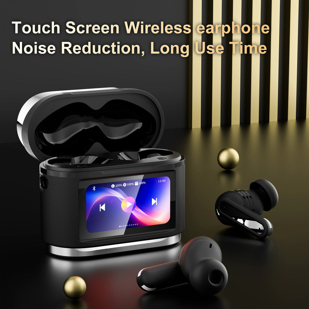 Smart Touch Screen ANC ENC Wireless Earbuds – Active Noise Cancelling Bluetooth Headphones