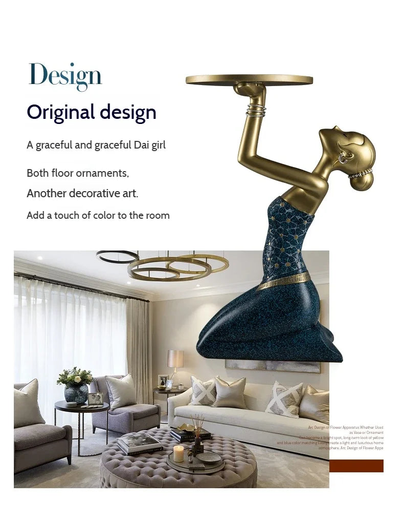 Luxury Gold Resin Coffee Table – Modern Sofa Side Table for Living Room