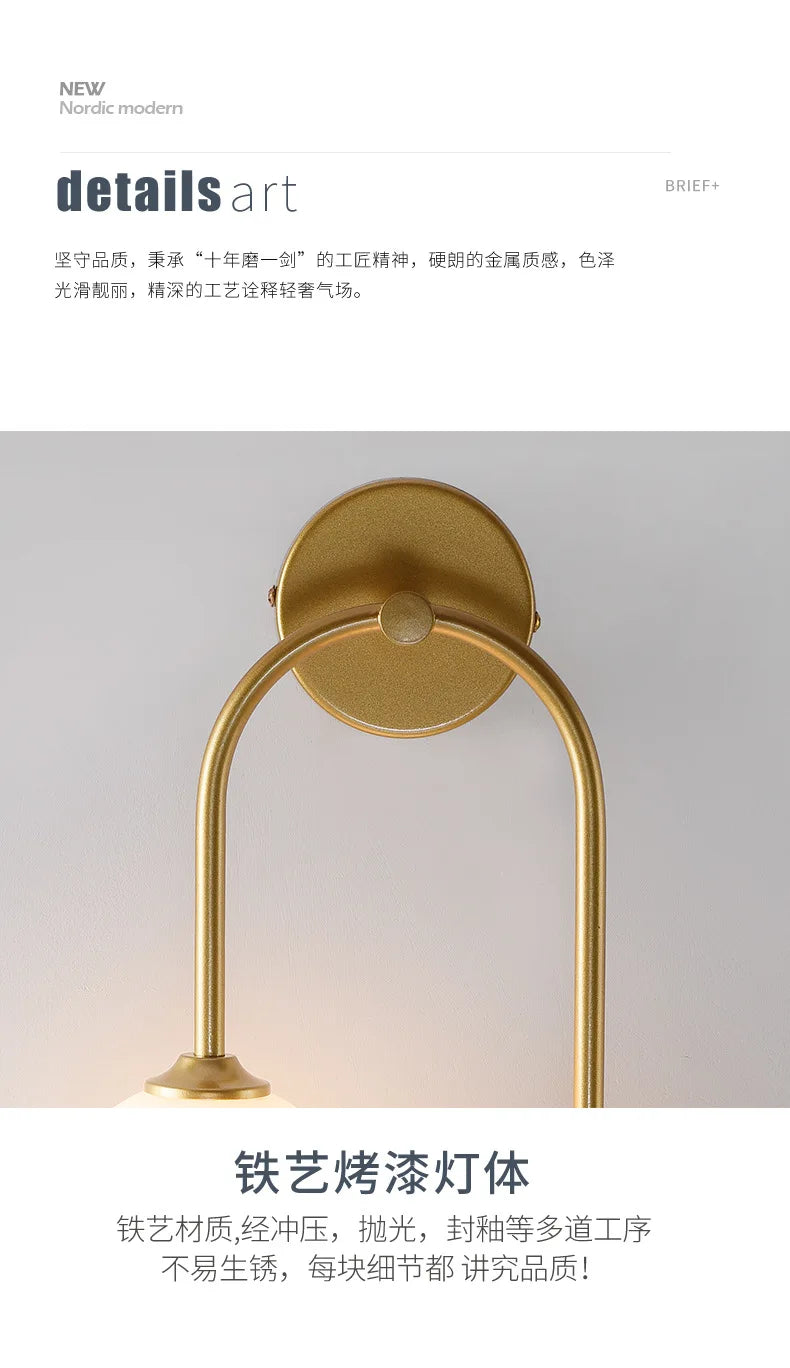 Nordic Wall Lamp – Double Glass Ball Bedroom & Living Room Sconce
