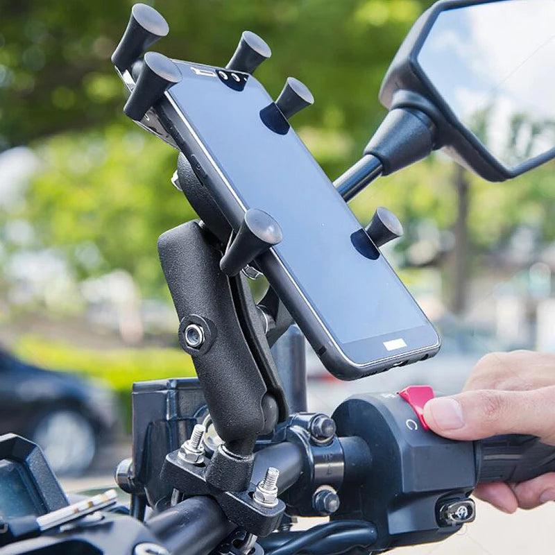 Bike Motorcycle Phone Holder Mount 360° Rotatable Motorbike Handlebar Phone Mount Stand Adjustable Mobile Cell Phone Holder