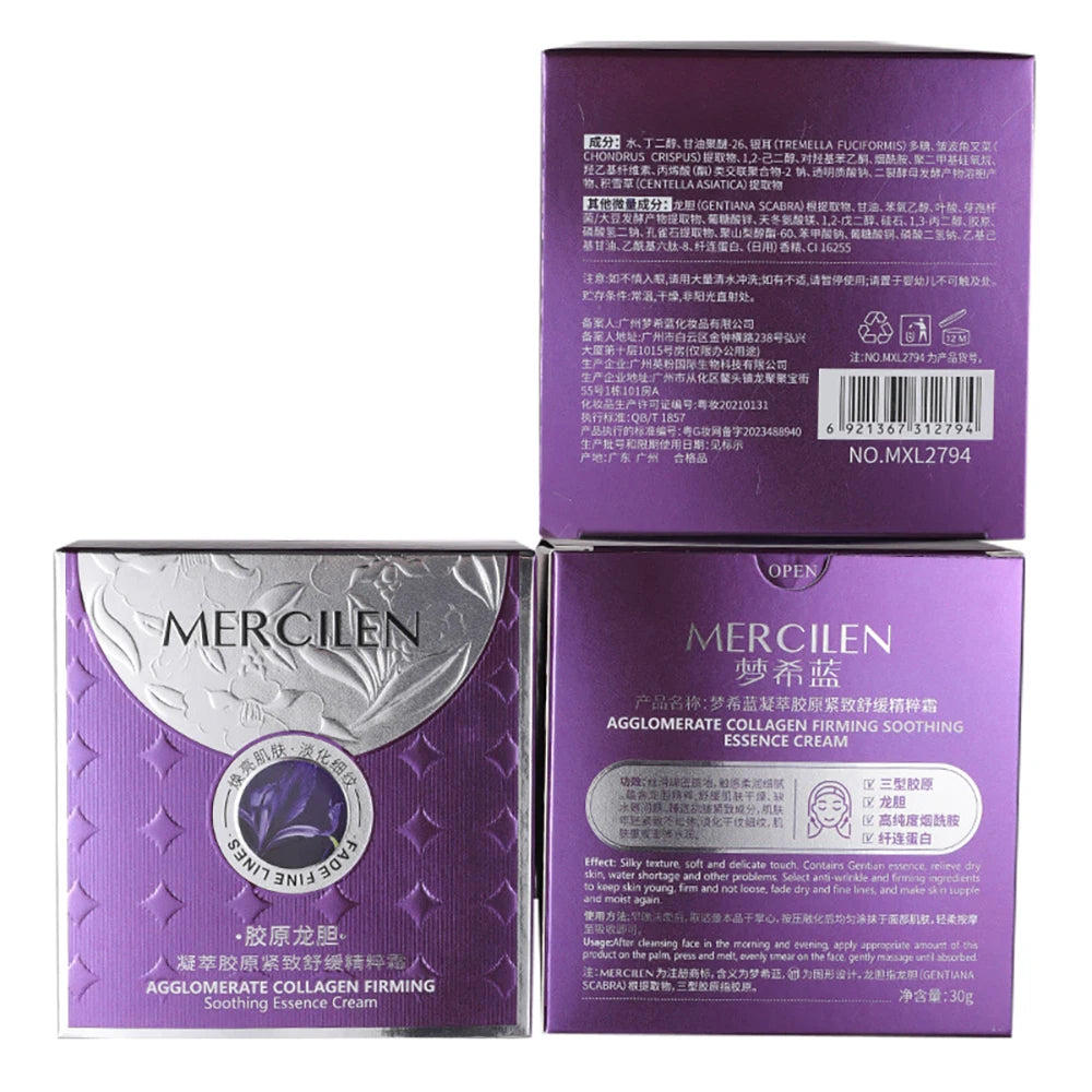 Gentian Root Collagen Firming Soothing Essence Face Cream Delicate Firming Balanced Skin Reduce Wrinkles Skincare Products