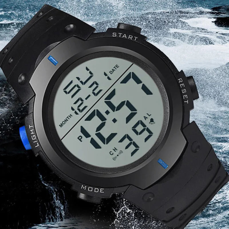 Men's Sport LED Digital Watch, Multi-Function Rubber Fitness Athlete Electronic Clock