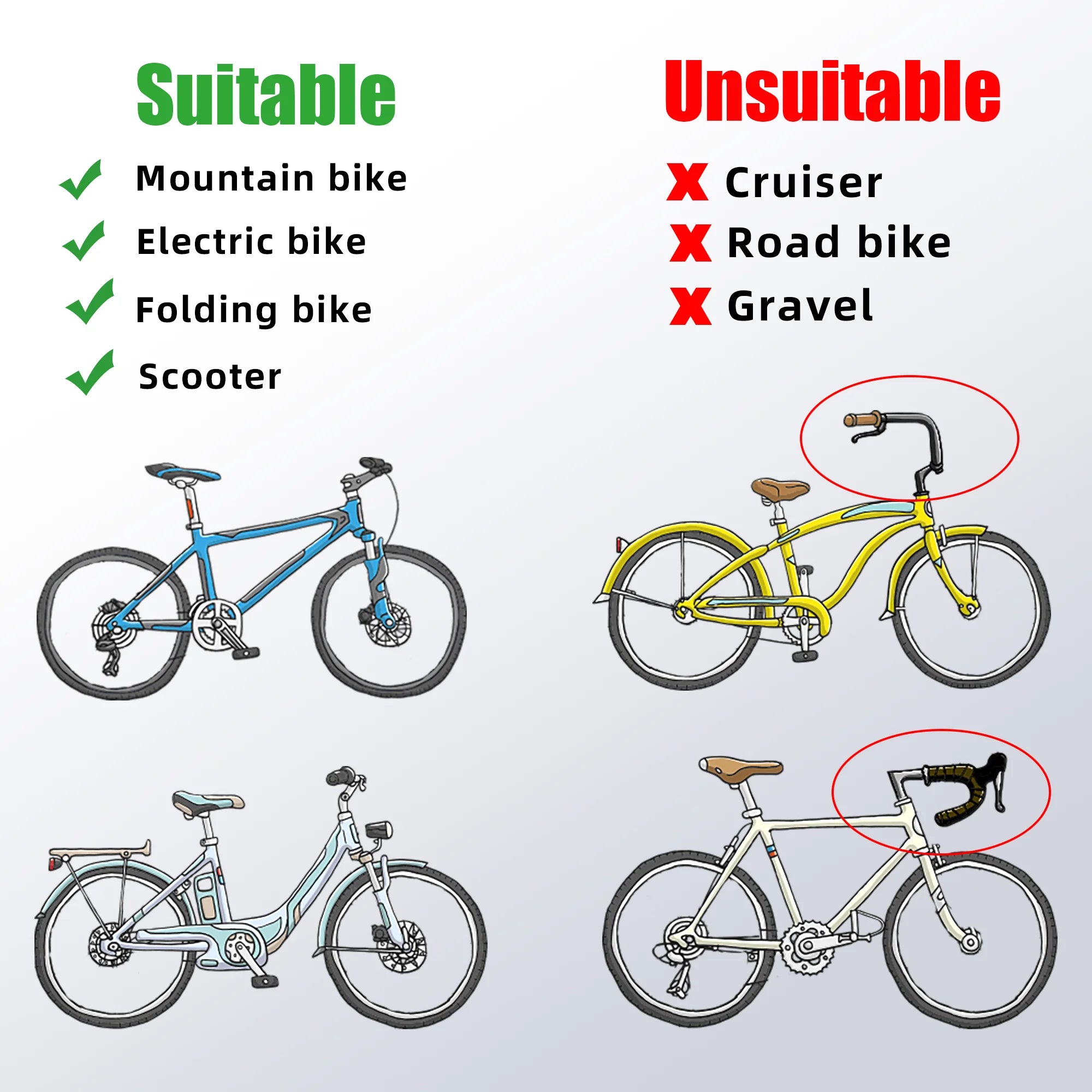 RBRL Bike Mirror Anti-shake Bicycle Side Mirror Durable 360 Rotatable Extended Rearview Mirrors for MTB Electric Bike