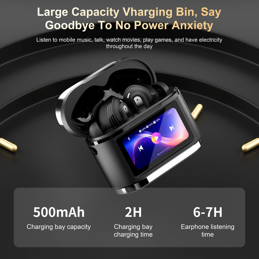Smart Touch Screen ANC ENC Wireless Earbuds – Active Noise Cancelling Bluetooth Headphones