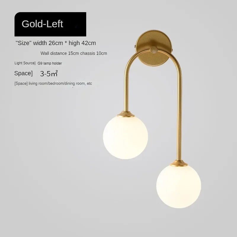 Nordic Wall Lamp – Double Glass Ball Bedroom & Living Room Sconce