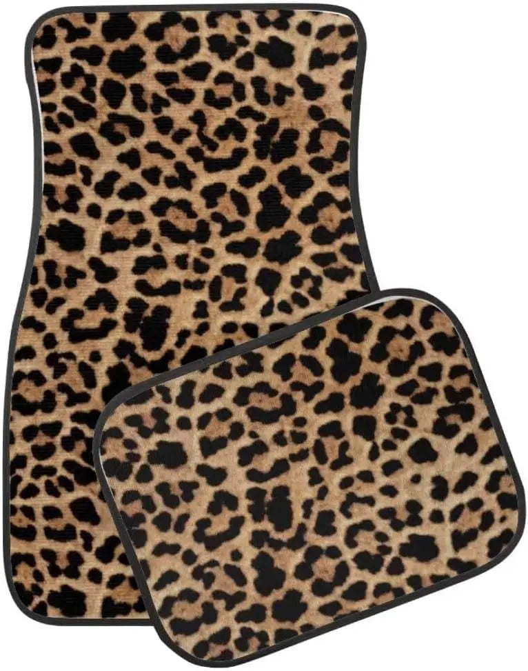 Leopard Print Car Floor Mats – 4-Piece All-Weather Universal Fit for SUVs, Limos & Trucks