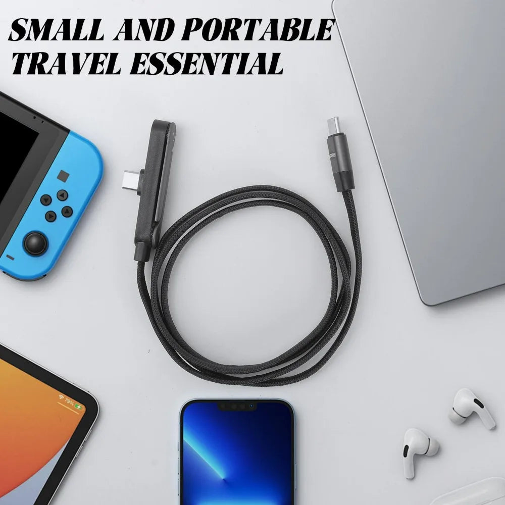 2-in-1 Charging Cable with Phone Stand – 240W Fast Charge, Dual Type-C, 1M & 2M