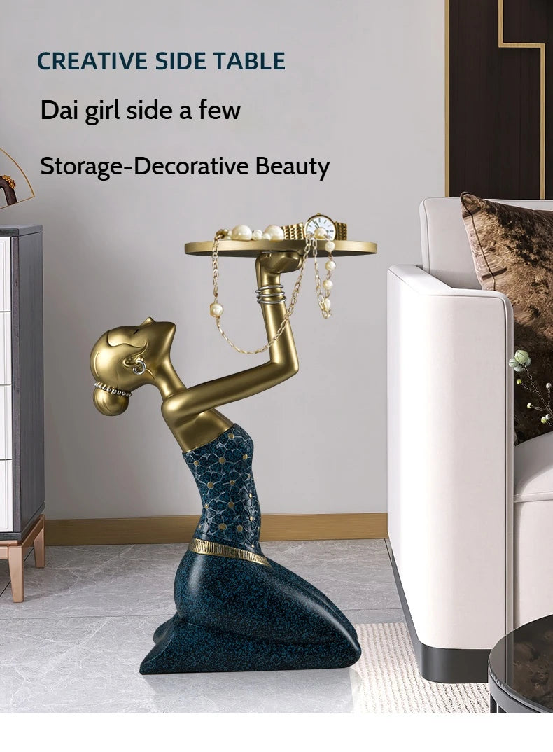 Luxury Gold Resin Coffee Table – Modern Sofa Side Table for Living Room