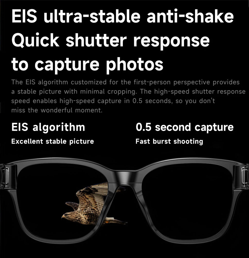 Smart Video Glasses Myopia Prescription Anti Shake Video Recording WIFI Bluetooth Transmission Object Recognition Smart Glasses