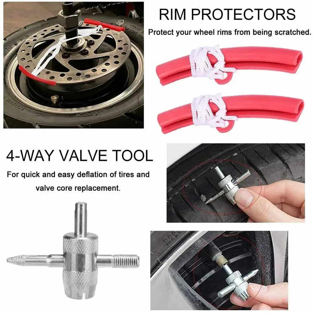 Tire Changing Set Auto Spoon Tire Kit Changing Lever Tools Heavy Duty Motorcycle Bike Car Rim Protector Tire Repair Tool 375mm
