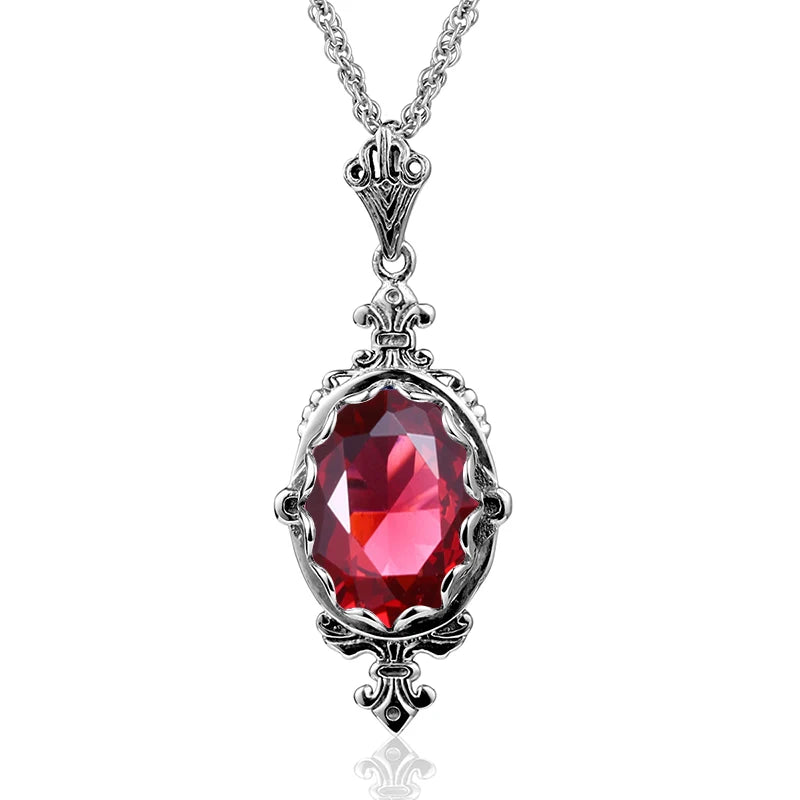 Hand Made Real 925 Sterling Silver Garnet Stone Necklace Pendant For Women Statement Vintage Fine Jewelry Mother Trendy Gifts