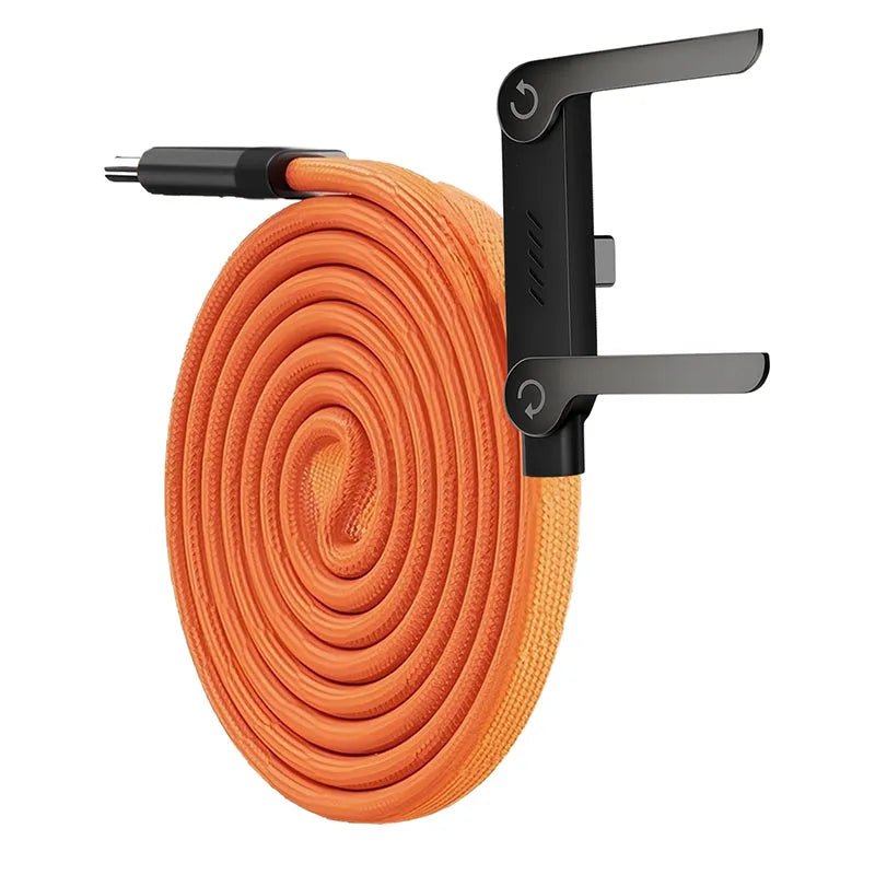 240W USB-C Charging Cable with Foldable Phone Stand – USB-C to C, iPhone 15-17 & Android