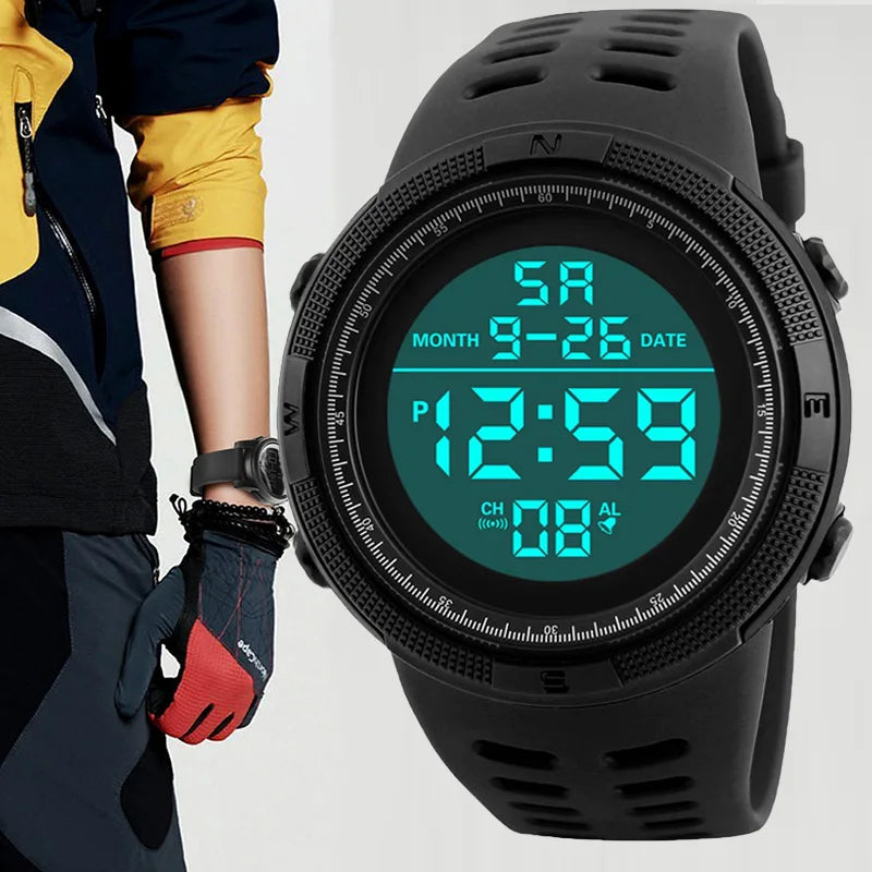 Men's Sport Digital Watch, Big Dial Luminous Waterproof Military Electronic Wristwatch