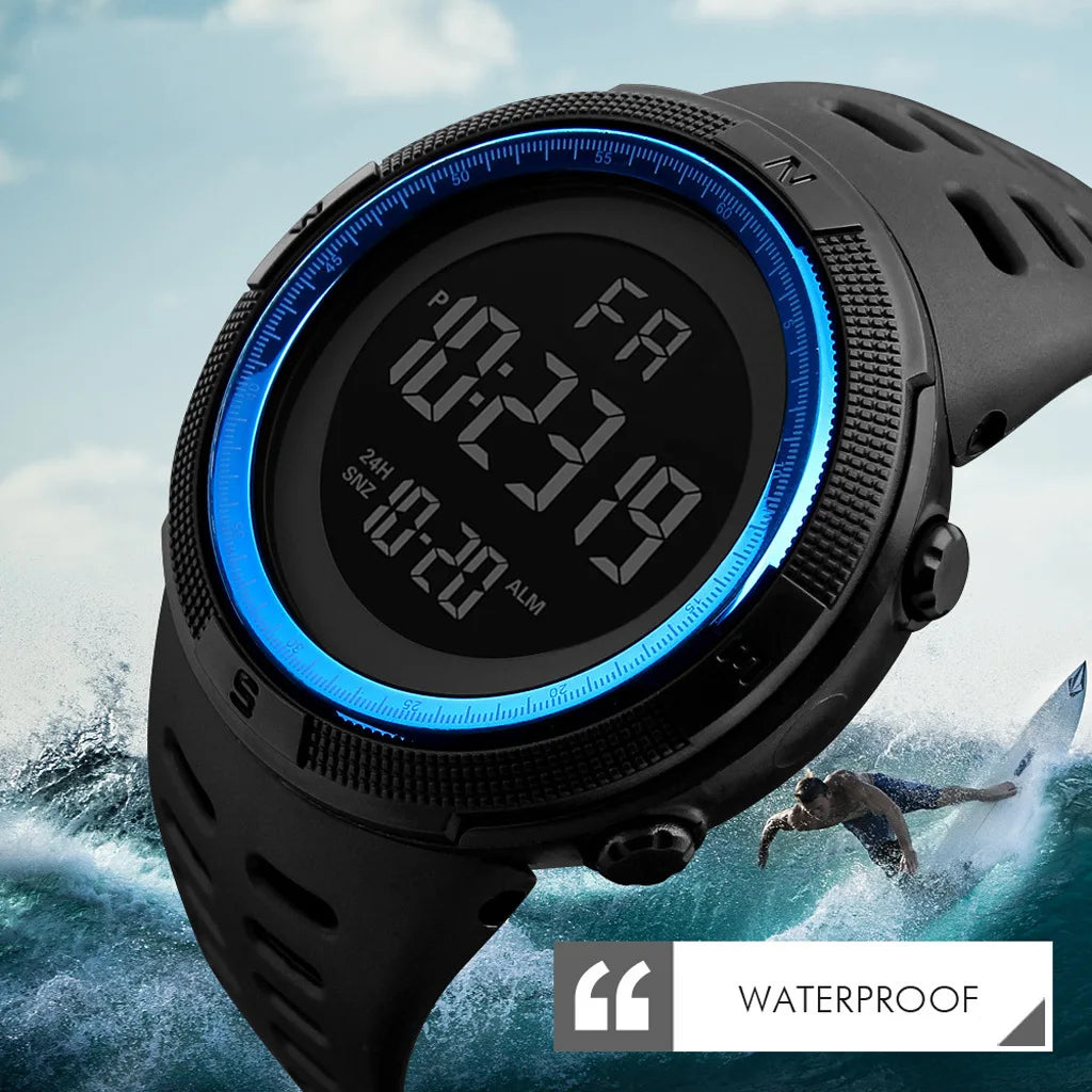 Men's Sport Digital Watch, Big Dial Luminous Waterproof Military Electronic Wristwatch
