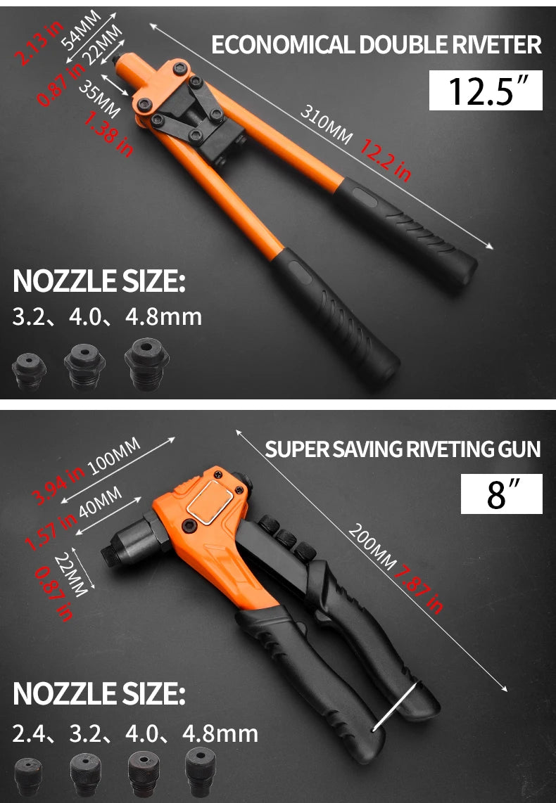 Professional Rivet Nut Gun Set – Hand Riveter with 50 Rivets