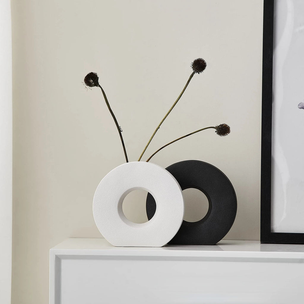 Nordic Home Decor Vase Decoration Home Donut Vase Luxury Living Room Decoration Simple Flower Vase Matte Centerpiece Decoration
