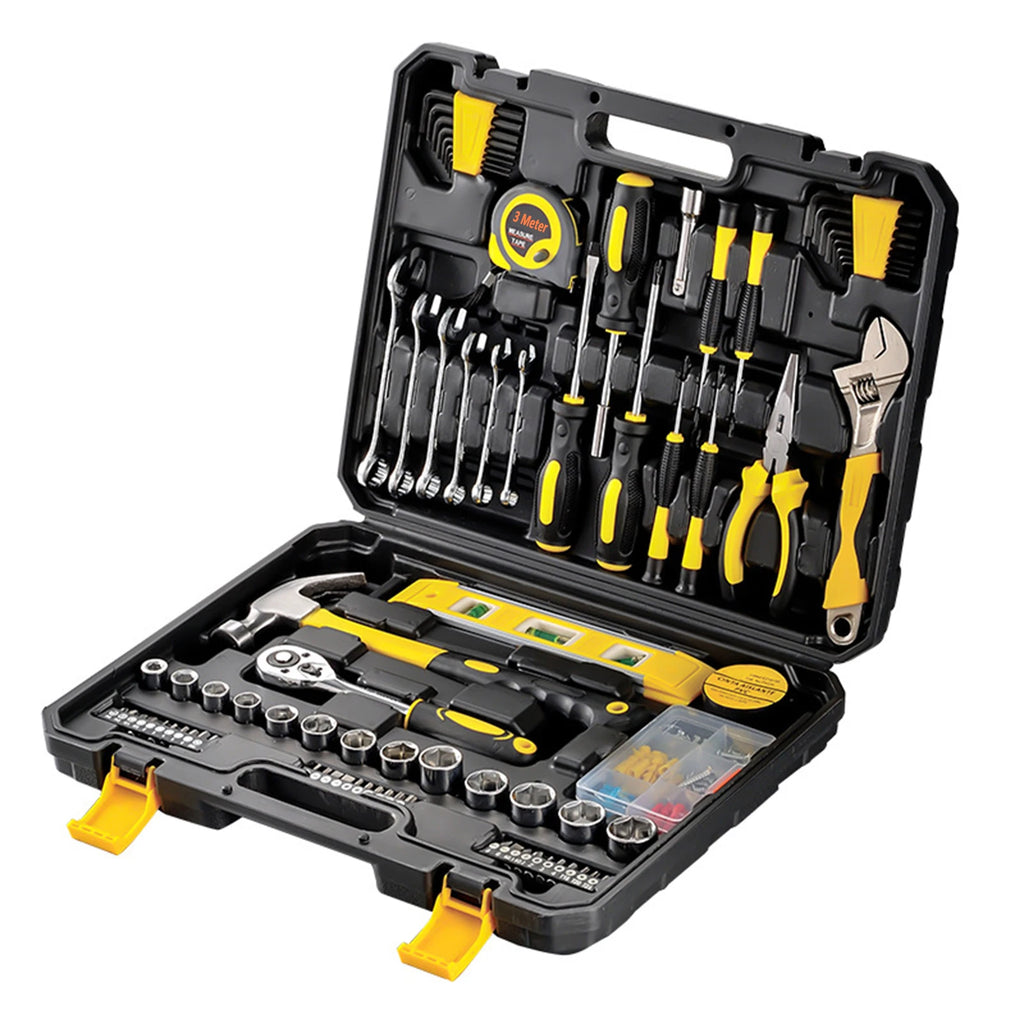 108 Piece Tool Set General House hold Hand Tool Kit with Plastic Toolbox Storage Case   Used to Car repair And home Repair
