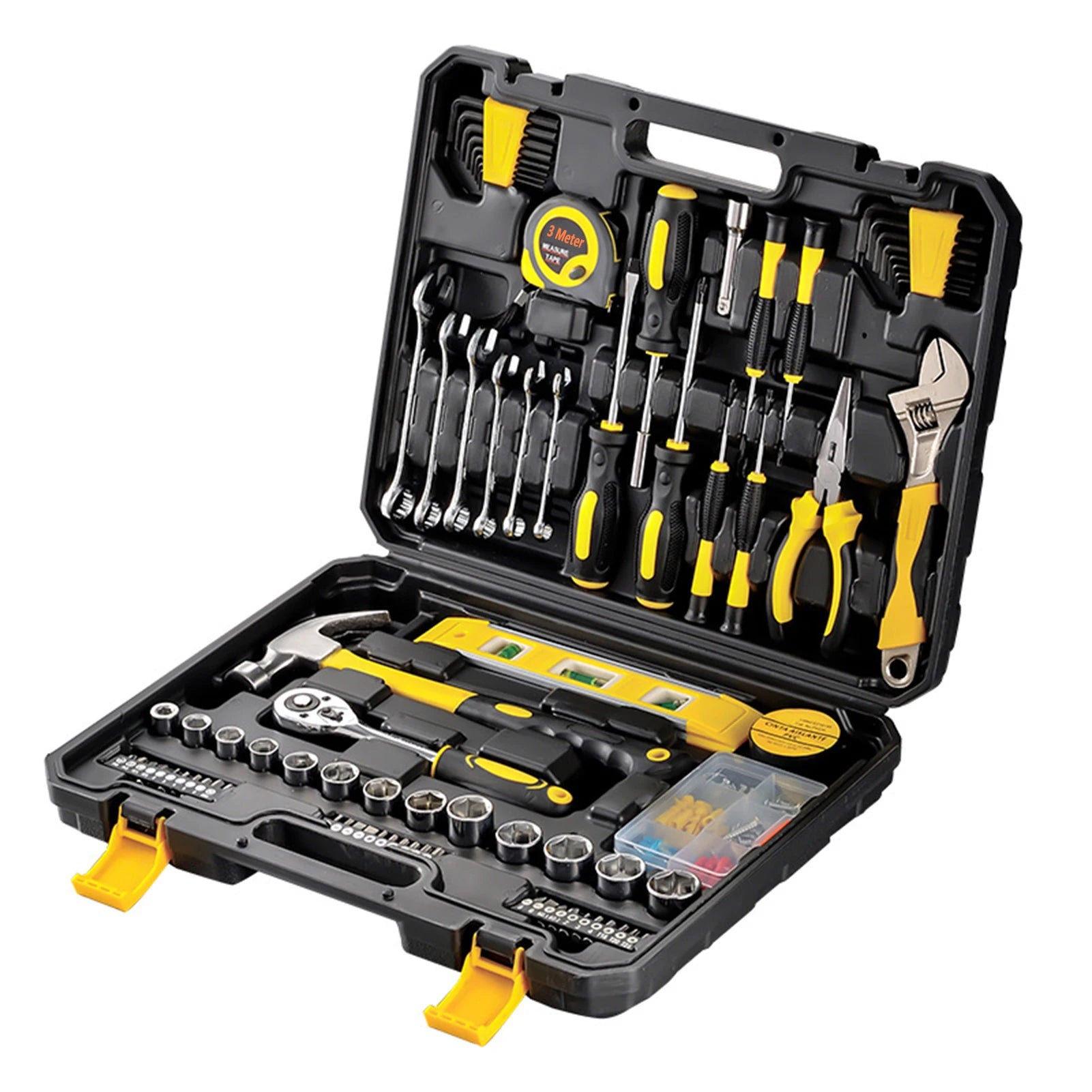 108 Piece Tool Set General House hold Hand Tool Kit with Plastic Toolbox Storage Case   Used to Car repair And home Repair
