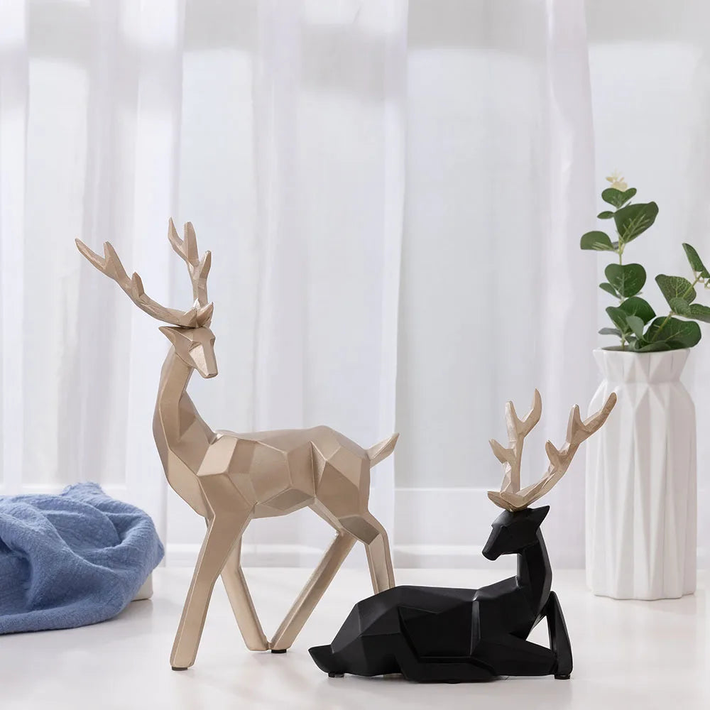 European Resin Geometric Deer Ornament, Decorative Craft for Living Room