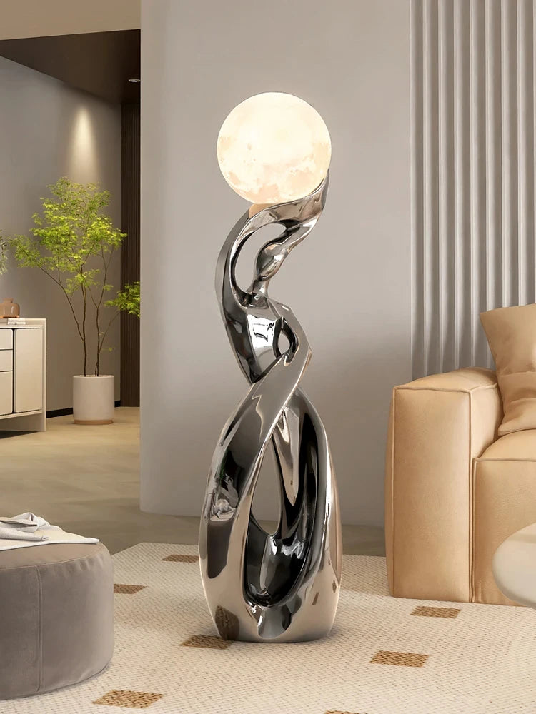 Luminous Abstract Sculpture - Modern Floor Statue for Living Room