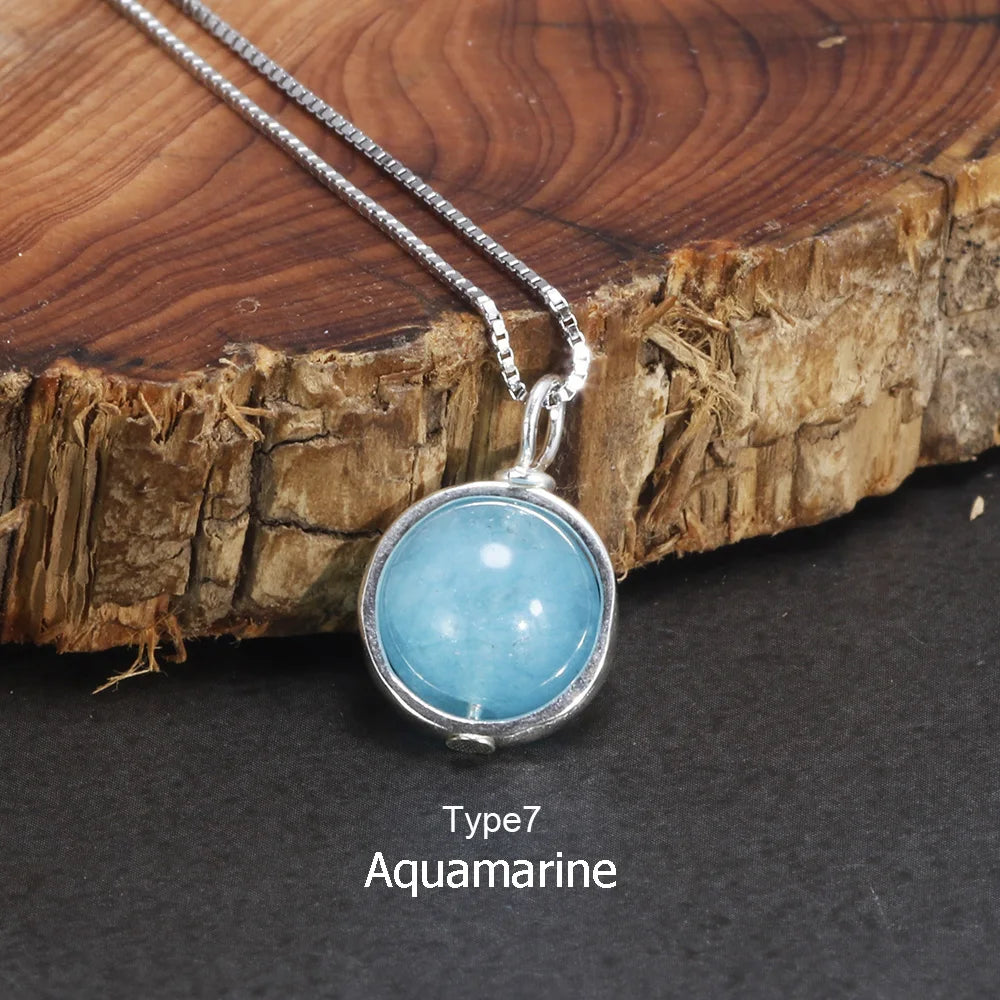 Real Pure 925 Sterling Silver Labradorite Pendant Necklace With Box Chain Simple Elegant Natural Gemstone Collier For Women