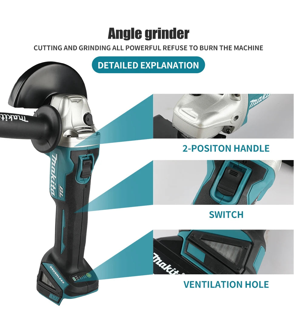 Makita DGA406 Brushless Angle Grinder – 100mm / 125mm