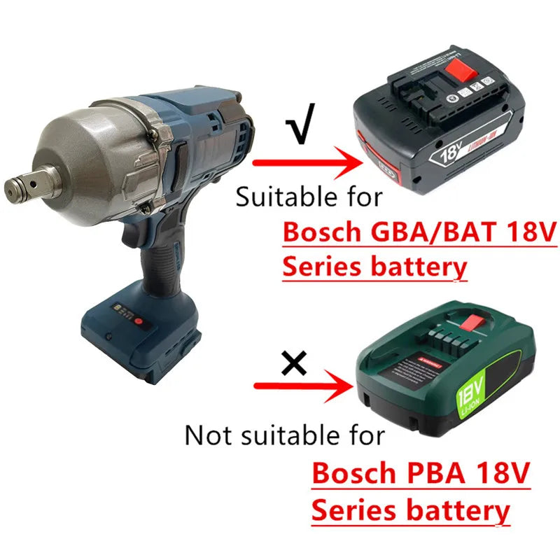 Bosch 18V Compatible Brushless Impact Wrench – 2000Nm, LED Lights